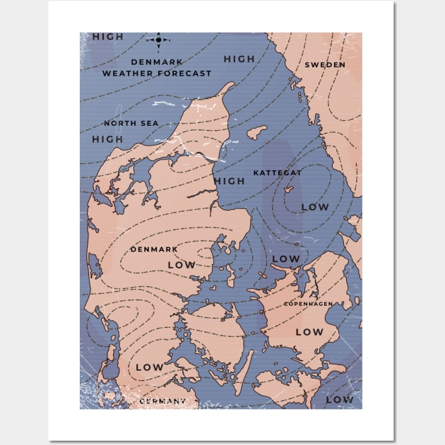 Denmark vintage Weather forecast Wall Art by nickemporium1